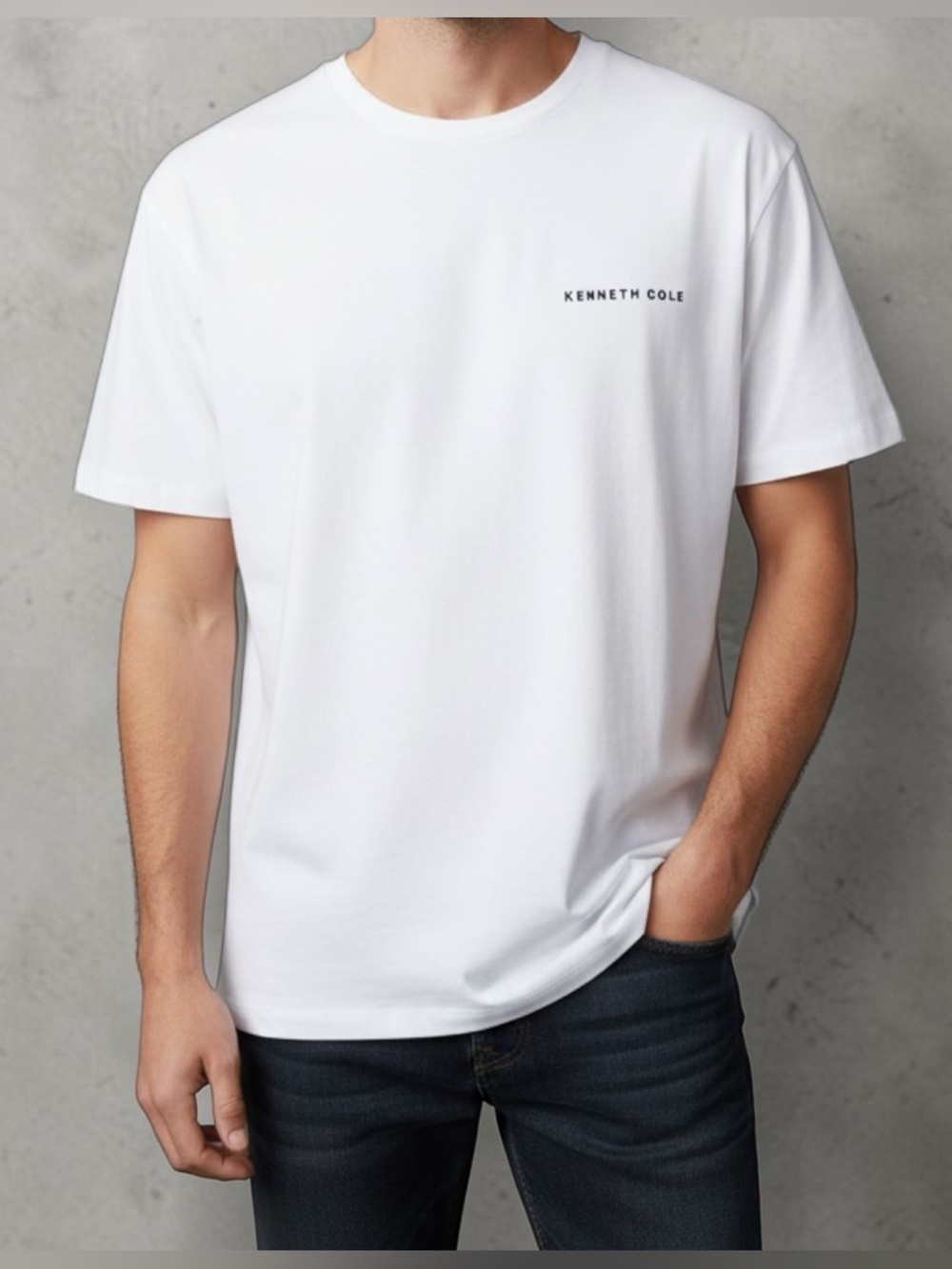 Kenneth Cole New York White Graphic Logo Tee - Size L